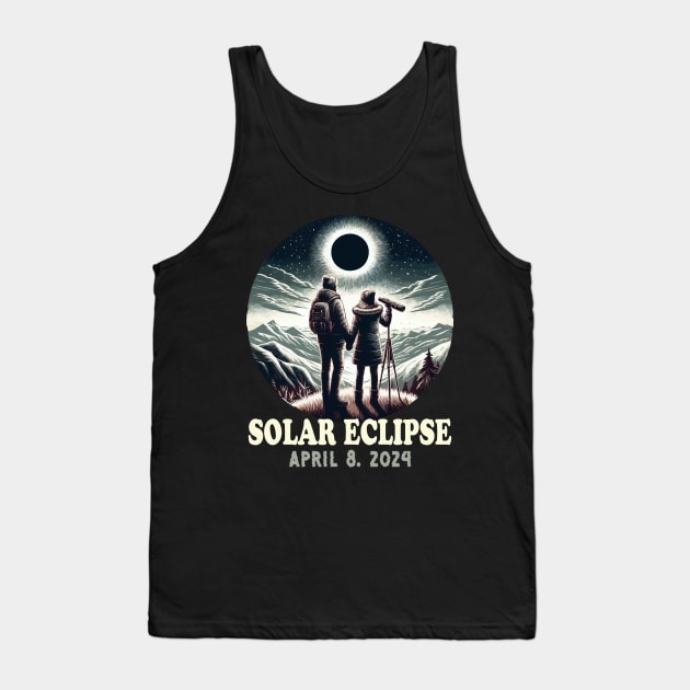 Couple Total Solar Eclipse April 8 2024 Cute Couple Matching Tank Top by JUST PINK